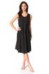 Sakkas Maya Midi Floral Embroidered Sleeveless Button Up Rayon Dress