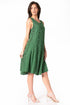 Sakkas Maya Midi Floral Embroidered Sleeveless Button Up Rayon Dress