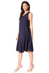 Sakkas Maya Midi Floral Embroidered Sleeveless Button Up Rayon Dress
