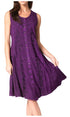 Sakkas Maya Midi Floral Embroidered Sleeveless Button Up Rayon Dress