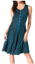 Sakkas Maya Midi Floral Embroidered Sleeveless Button Up Rayon Dress
