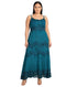 MKY Amy Stonewashed Rayon Embroidered Adjustable Spaghetti Straps Long Dress