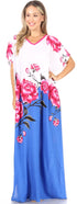 Sakkas Aggy Womens Dashiki African Print Caftan Dress Maxi Boho Hippie Colorful