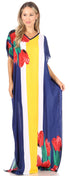 Sakkas Aggy Womens Dashiki African Print Caftan Dress Maxi Boho Hippie Colorful