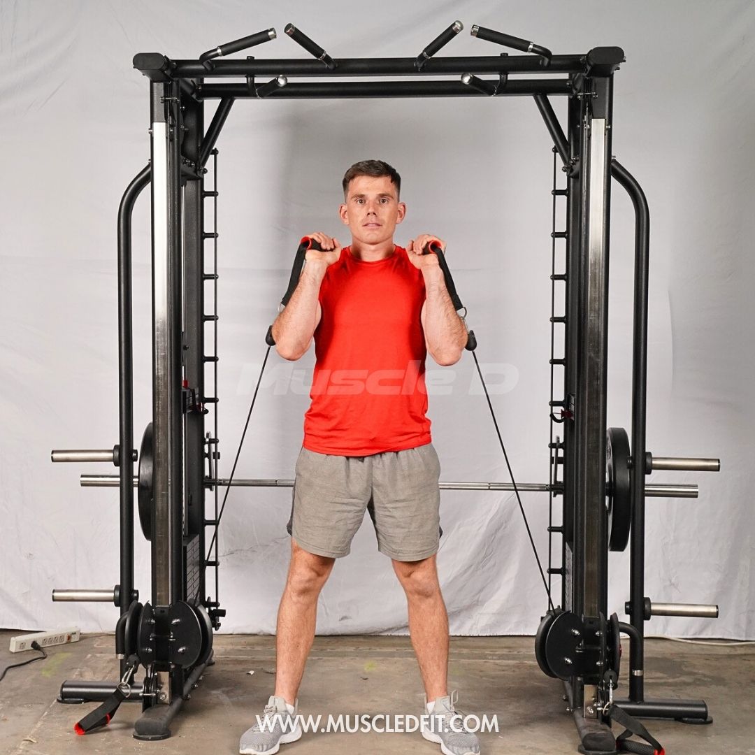 Muscle D Fitness Dual Adjustable Pulley Smith Combo – Full Body Trainer