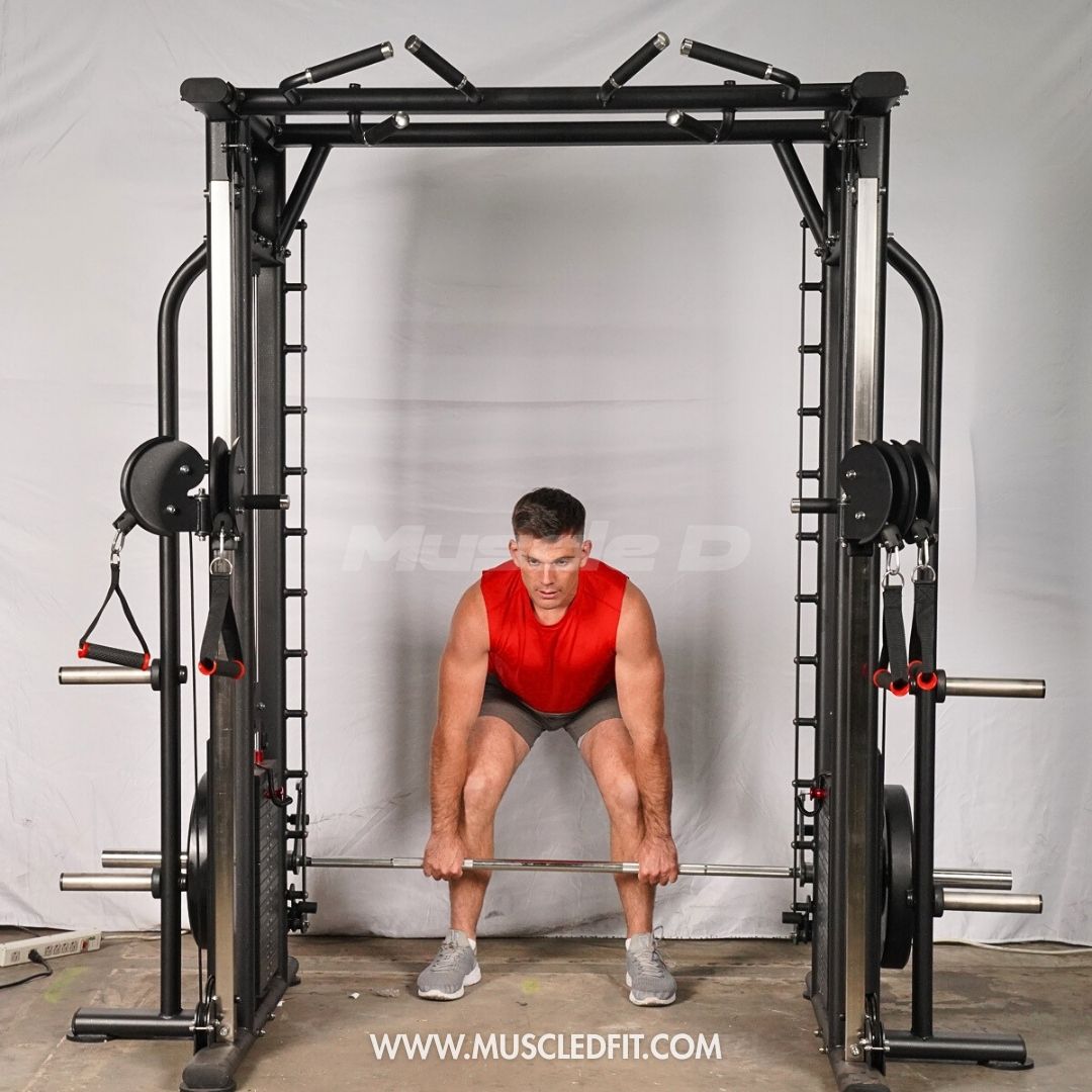 Muscle D Fitness Dual Adjustable Pulley Smith Combo – Full Body Trainer