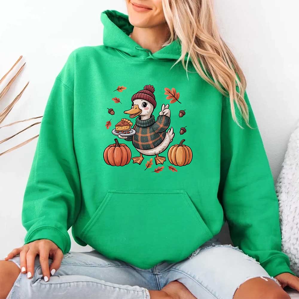 Duck Fall Hoodie – Cottagecore Autumn Vibes with Coffee & Pumpkins Hoodies