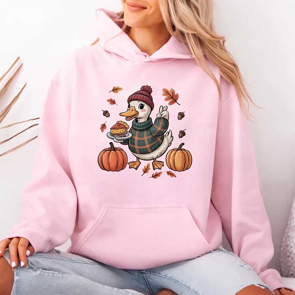 Duck Fall Hoodie – Cottagecore Autumn Vibes with Coffee & Pumpkins Hoodies