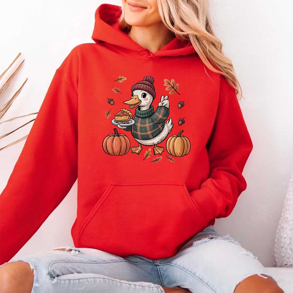 Duck Fall Hoodie – Cottagecore Autumn Vibes with Coffee & Pumpkins Hoodies