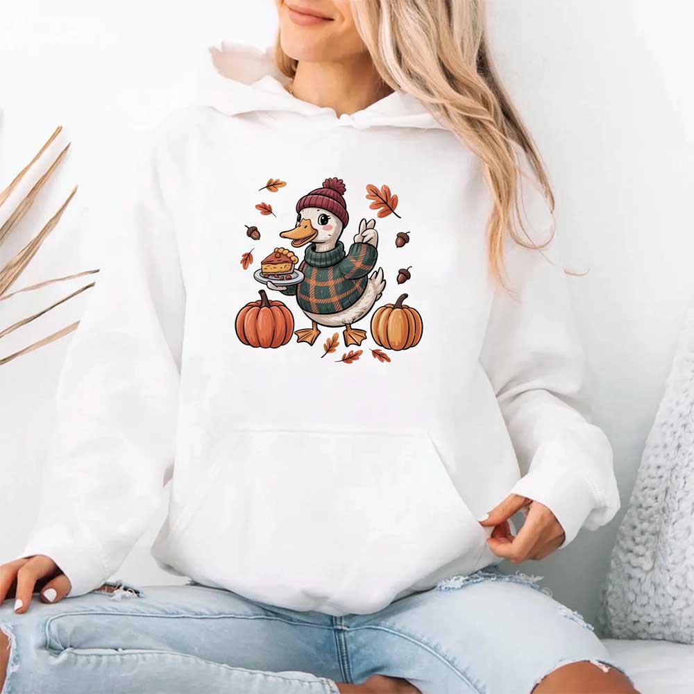 Duck Fall Hoodie – Cottagecore Autumn Vibes with Coffee & Pumpkins Hoodies