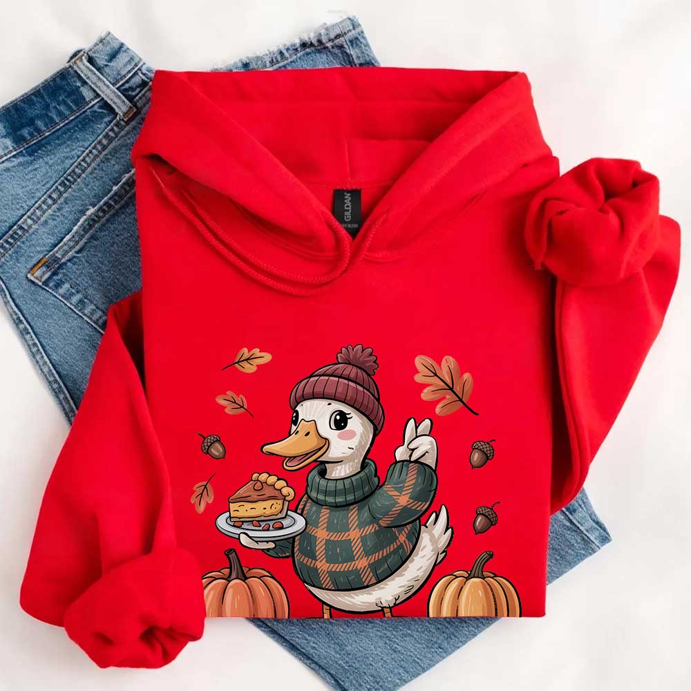 Duck Fall Hoodie – Cottagecore Autumn Vibes with Coffee & Pumpkins Hoodies