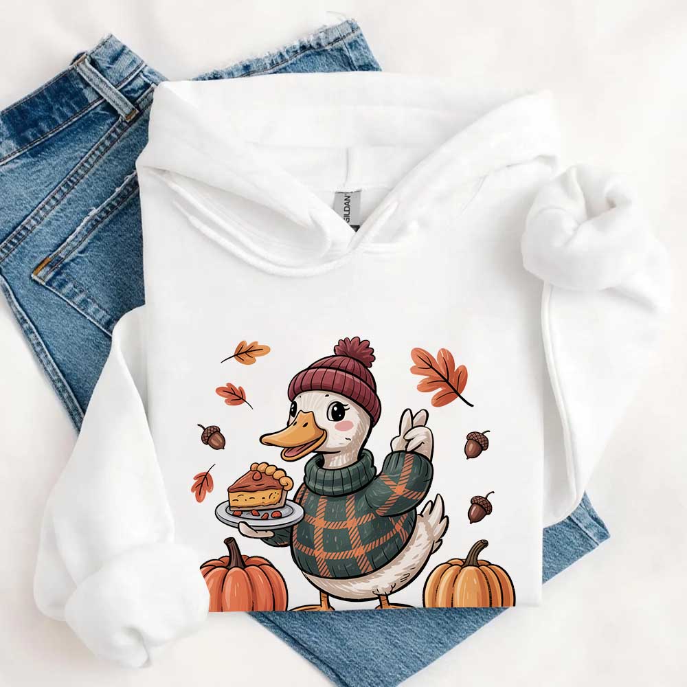 Duck Fall Hoodie – Cottagecore Autumn Vibes with Coffee & Pumpkins Hoodies