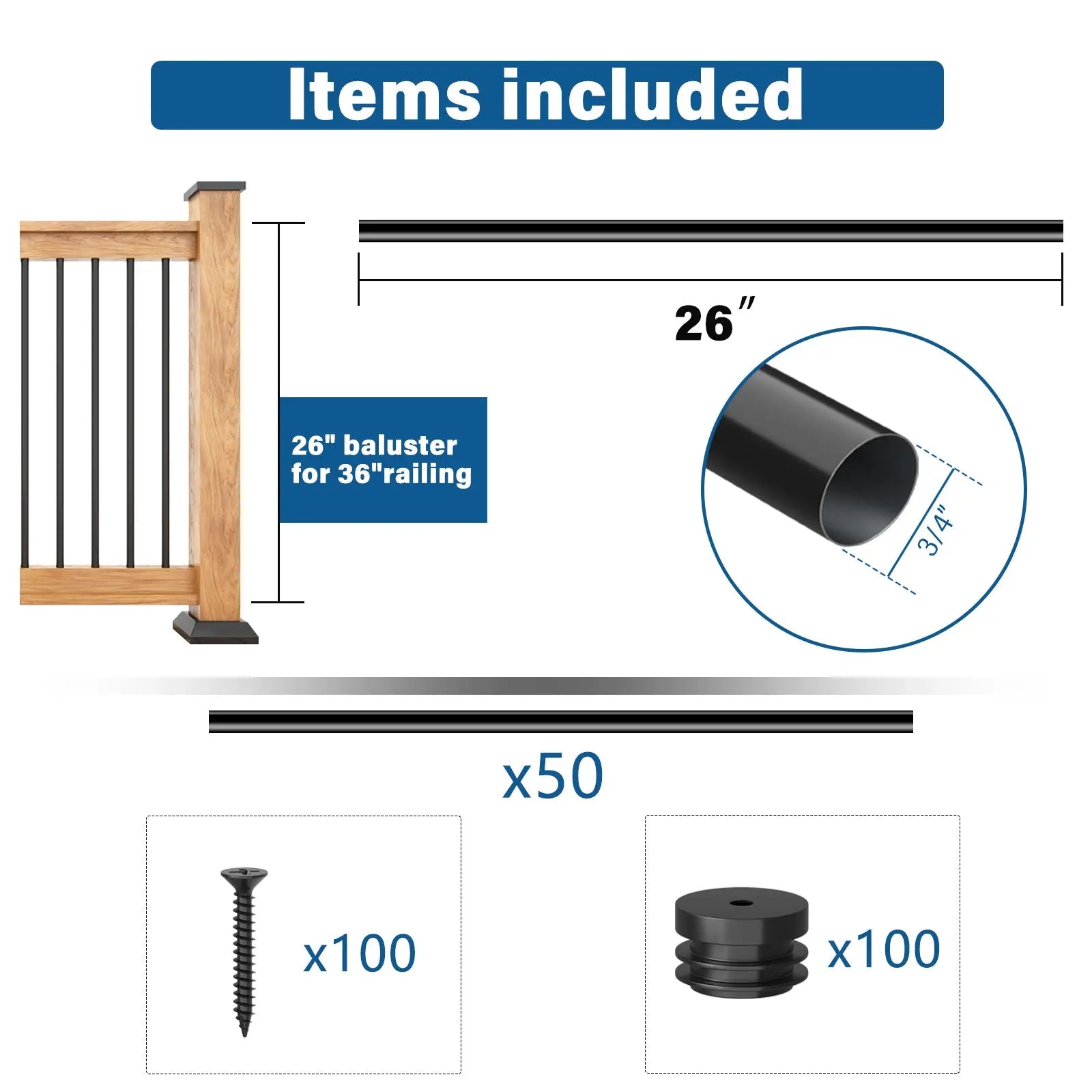 Durable Hollow Deck Balusters with Screws