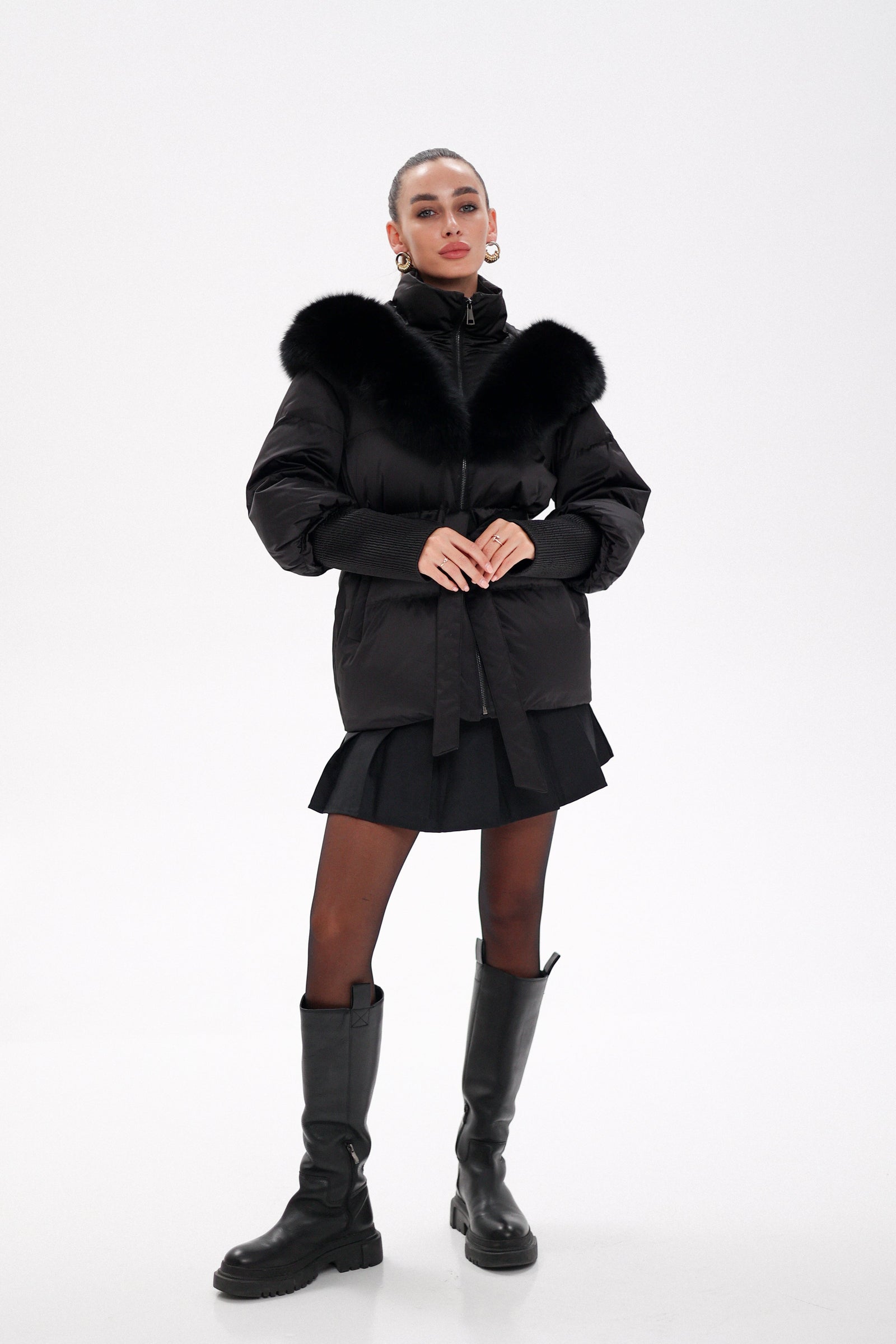 Pre-Order. Re-Stock Ships November 1. Amanda Genuine Fur Trim Down Fill Coat