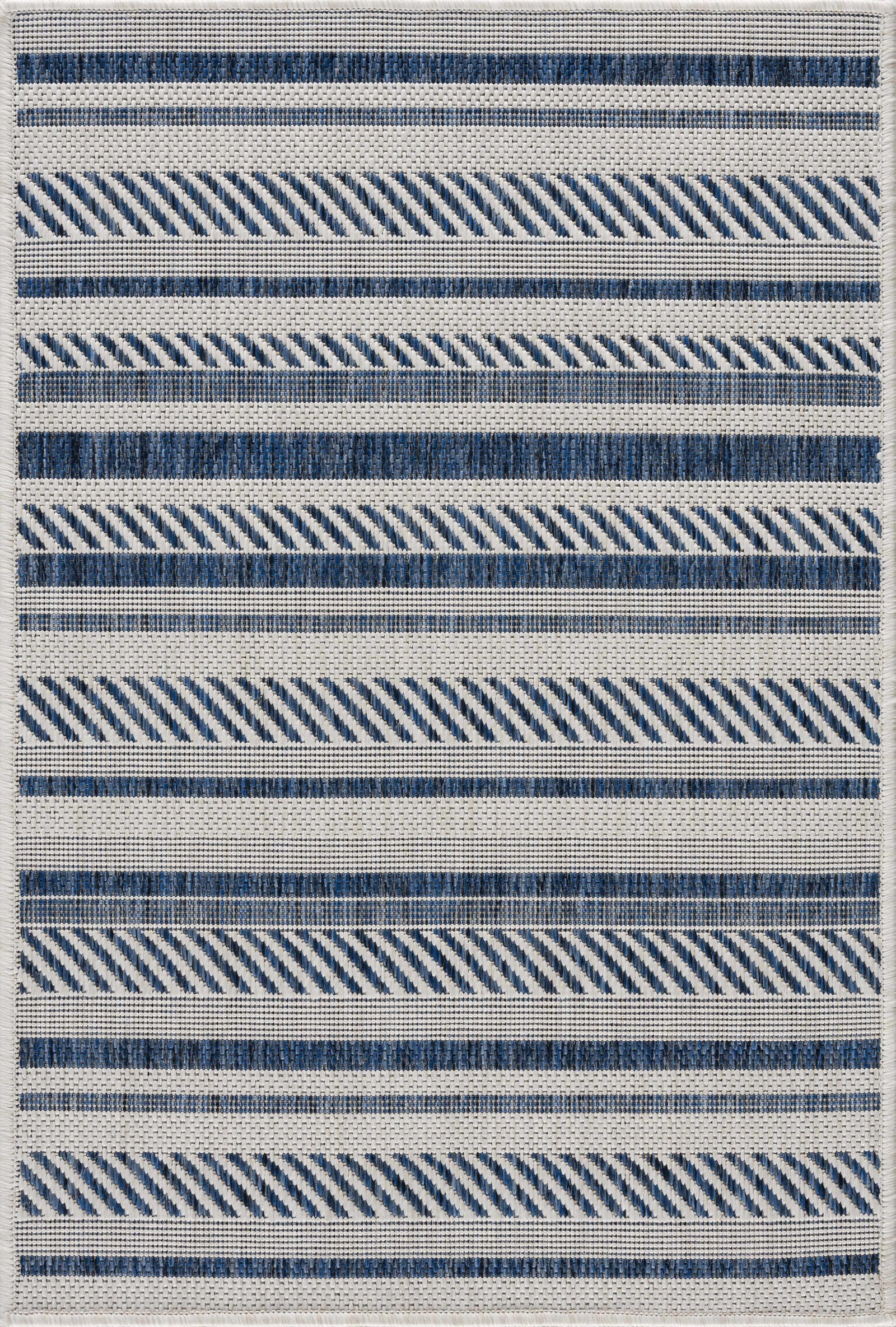 Olin White&Blue Striped Nordic Rug
