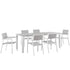 Maine 7 Piece Outdoor Patio Dining Set by Modway - White Light Gray