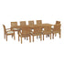 Marina 11 Piece Outdoor Patio Teak Dining Set by Modway - EEI-3283