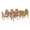 Marina 9 Piece Outdoor Patio Teak Dining Set by Modway - EEI-3312