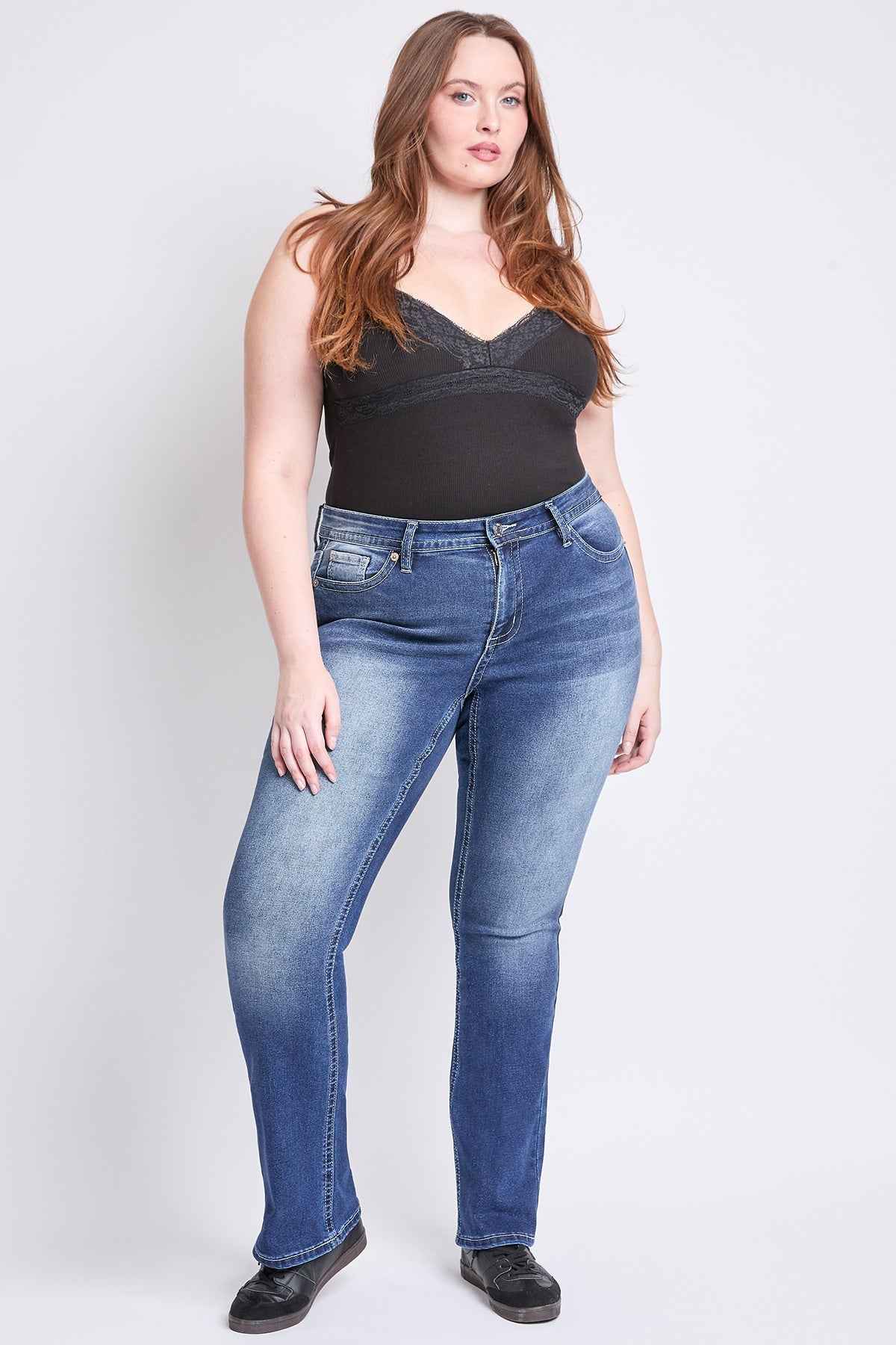 Women's Plus Mid Rise Premium Stitch Bootcut Jeans