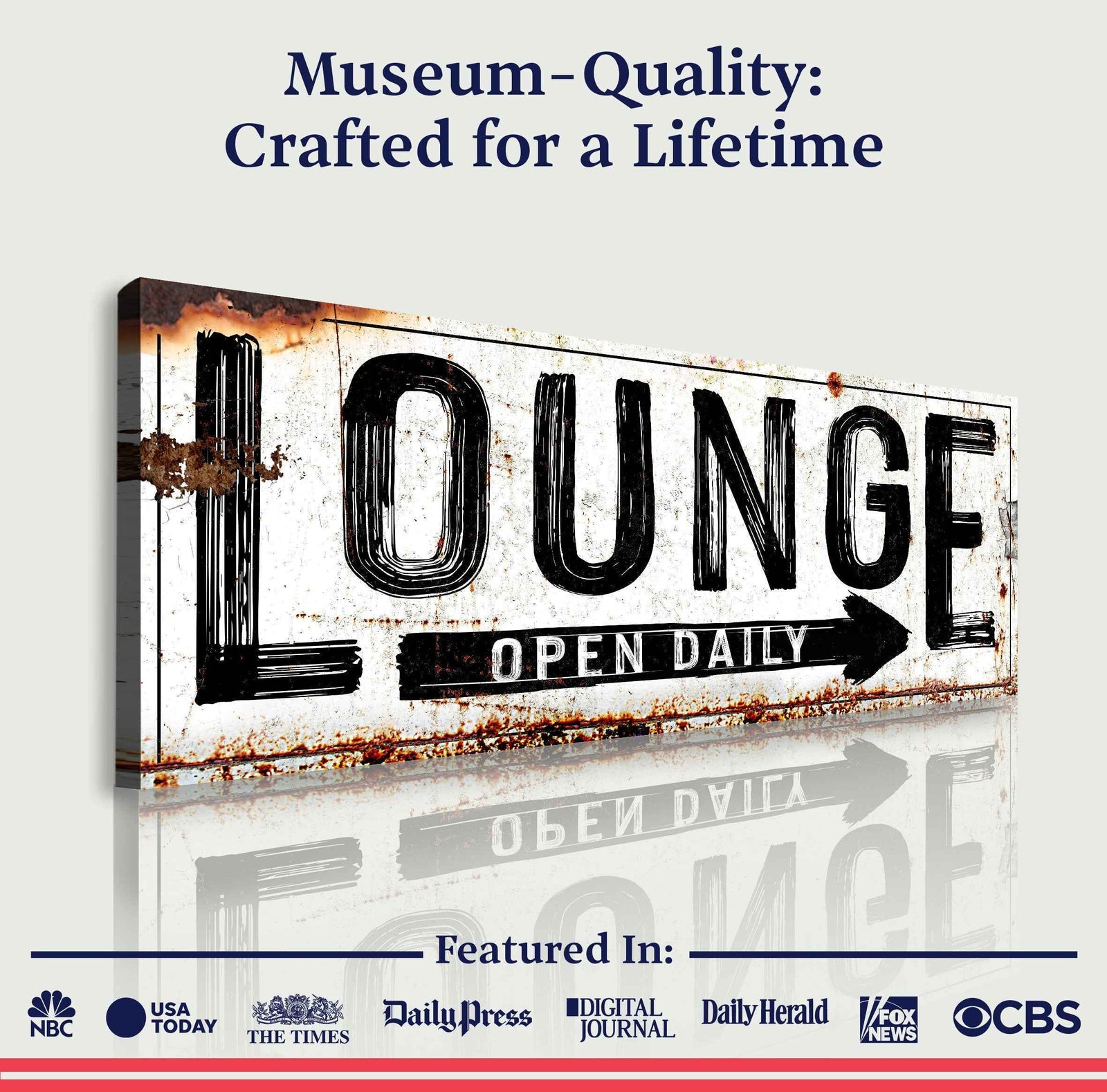 Open Daily Lounge Rustic Sign