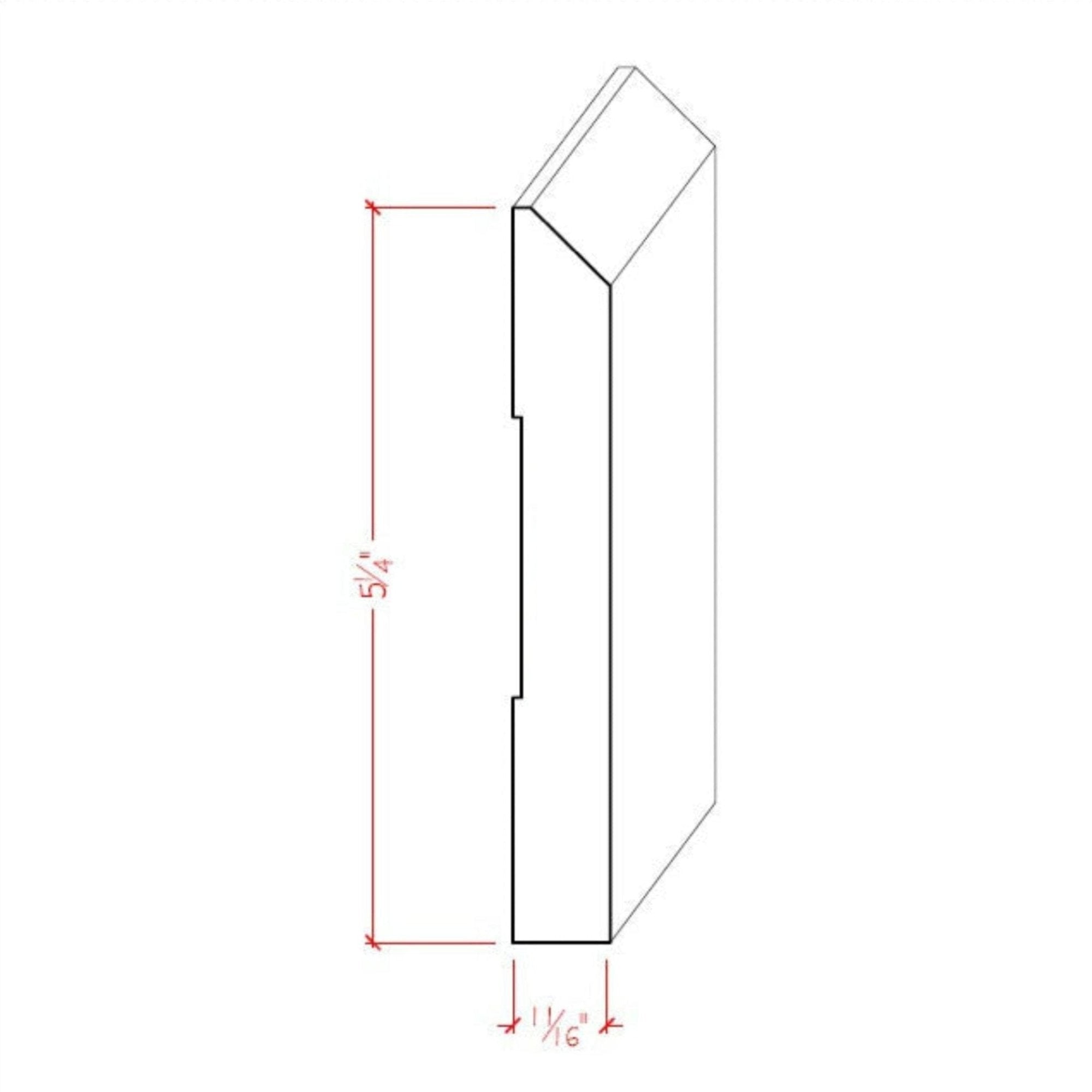 EWBB15 Beveled Edge Baseboard 5-1/4" Tall x 11/16" Moulding Unfinished