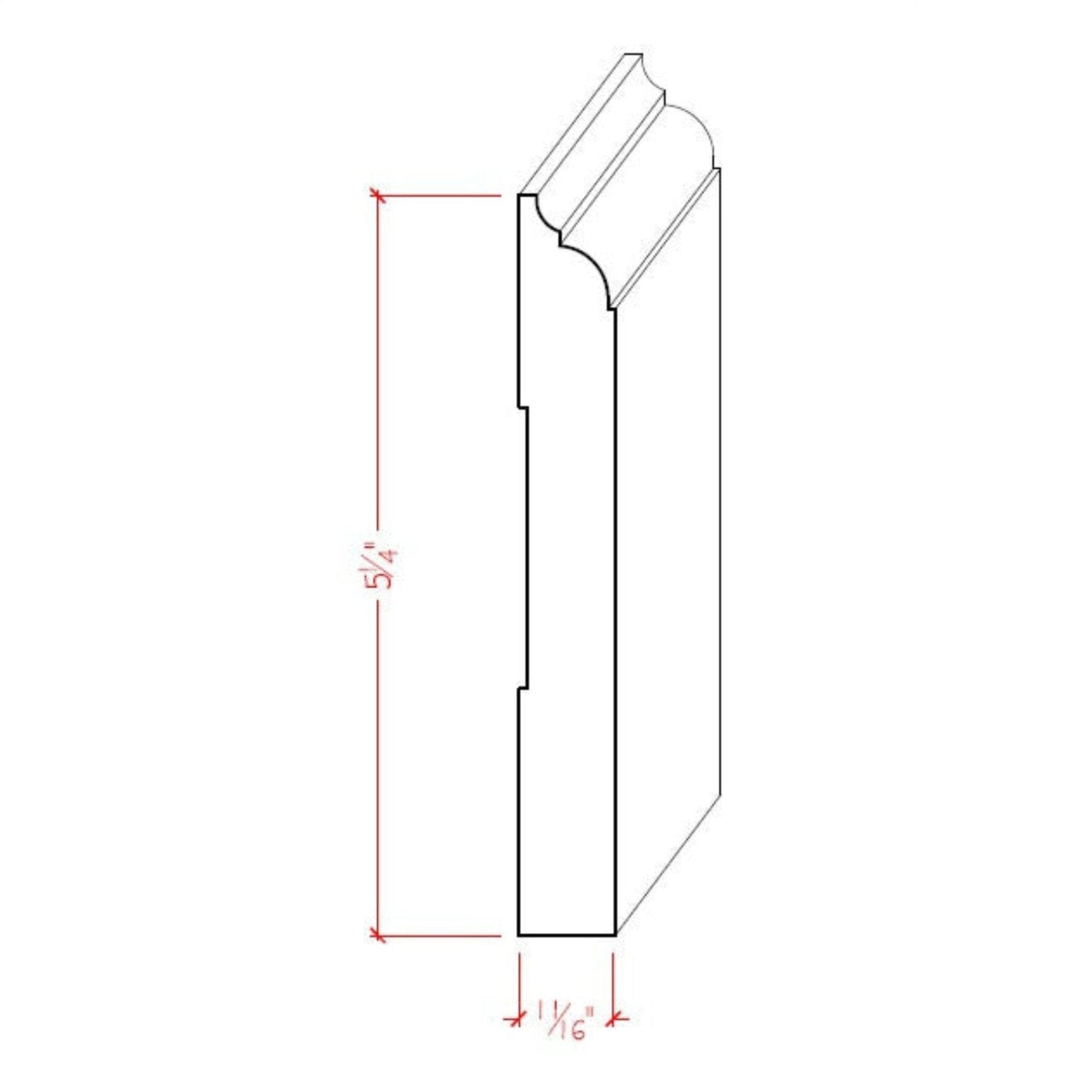 EWBB23 Nose & Cove 5-1/4" Tall x 11/16" Baseboard Moulding Unfinished