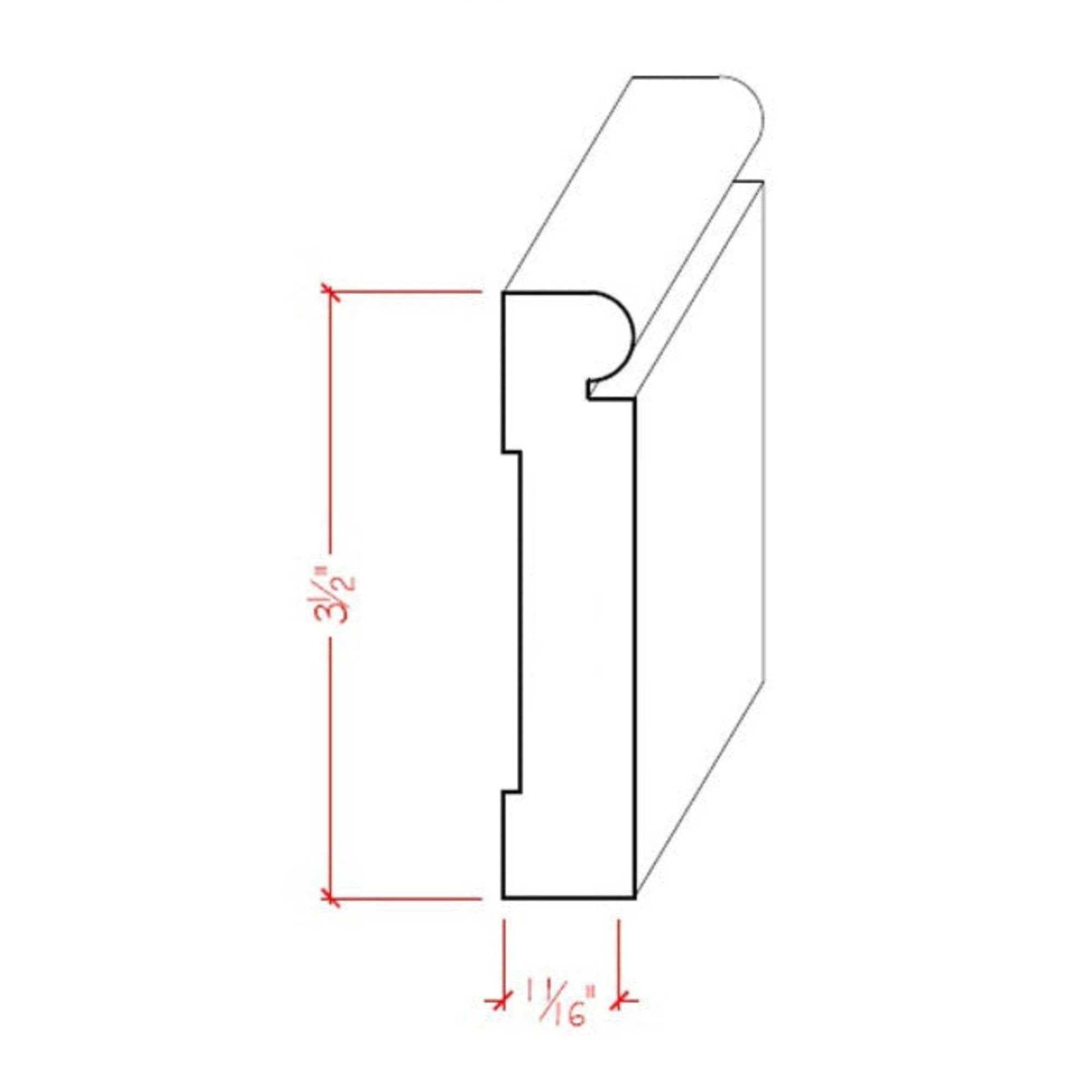 EWBB25 Beaded 3-1/2" Tall x 3/4" Baseboard Moulding. Unfinished