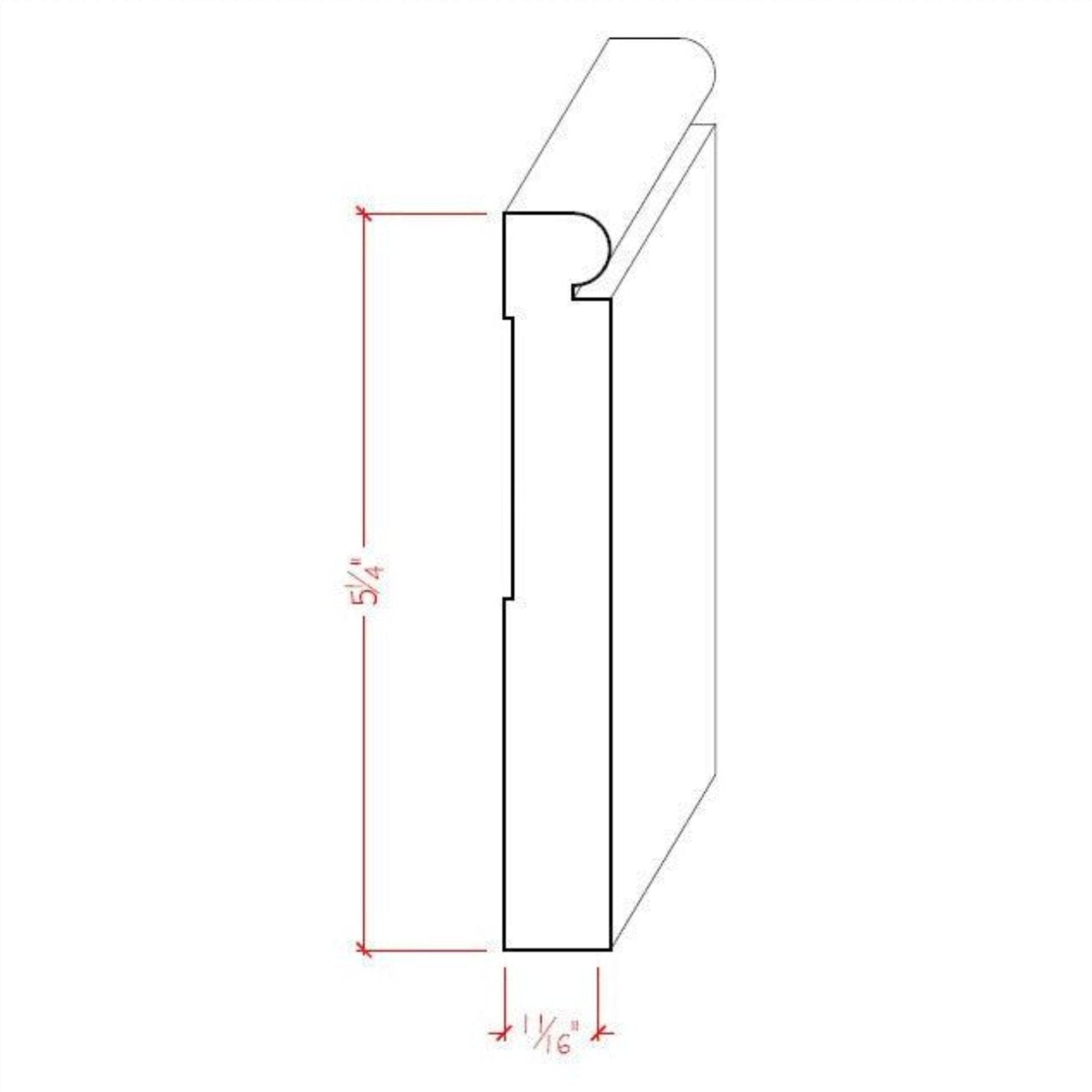 EWBB26 Beaded 5-1/4" Tall x 11/16" Baseboard Moulding. Unfinished