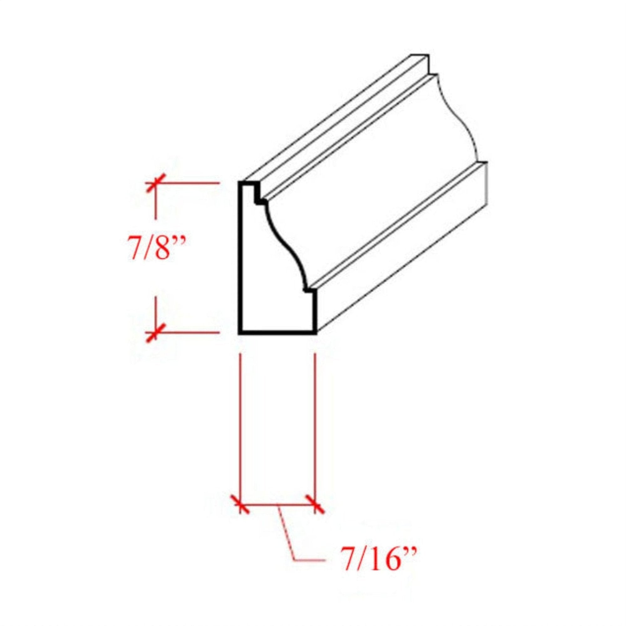 EWBS13 Baseboard Shoe 7/8" Tall x 7/16" Colonial Trim. Unfinished