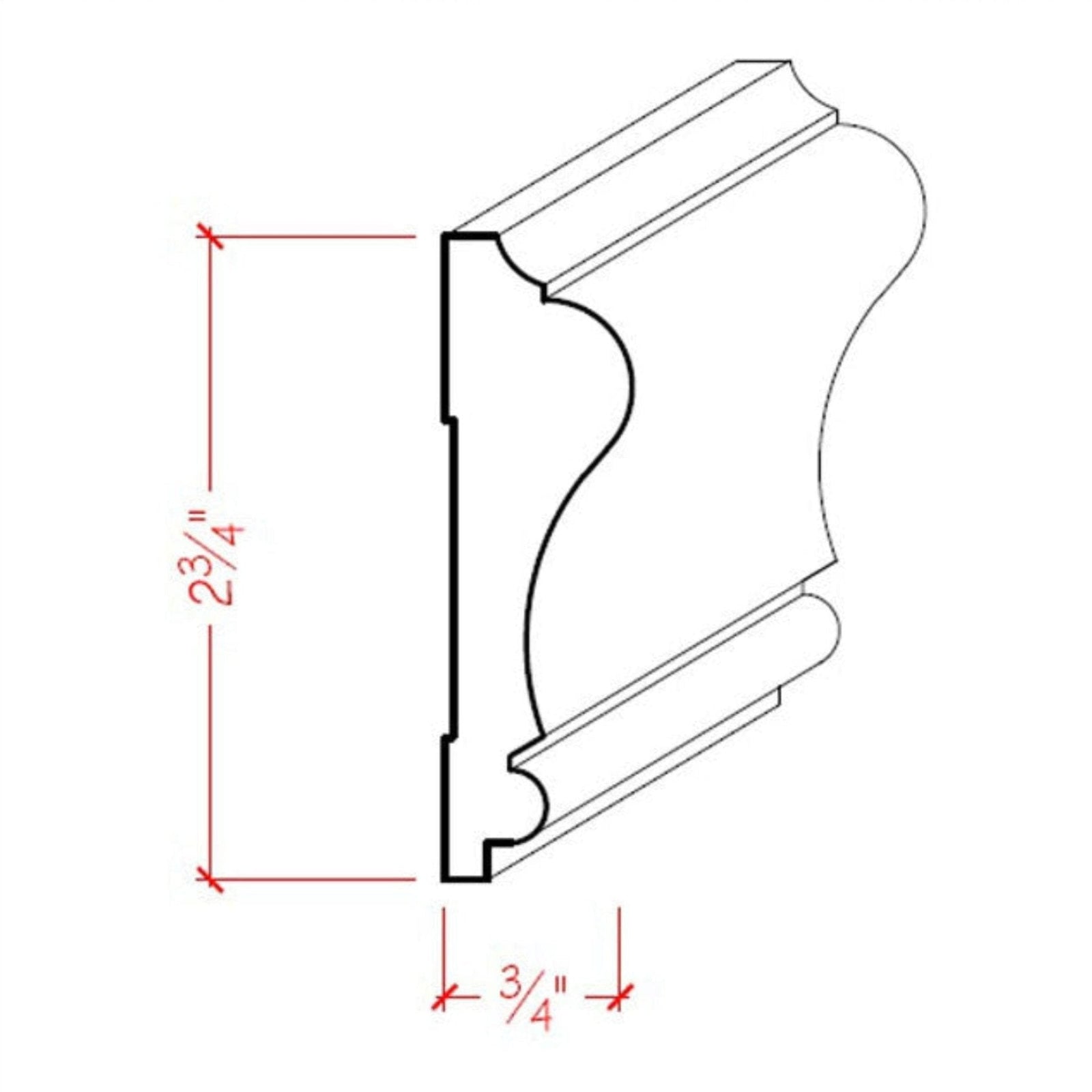 EWCH11 Colonial Chair Rail 2-3/4