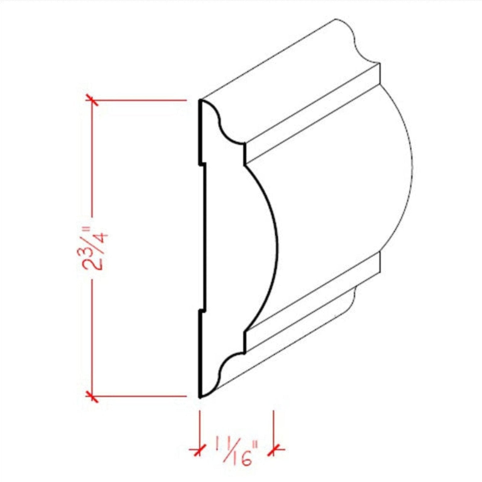 EWCH20 Traditional Chair Rail 2-3/4