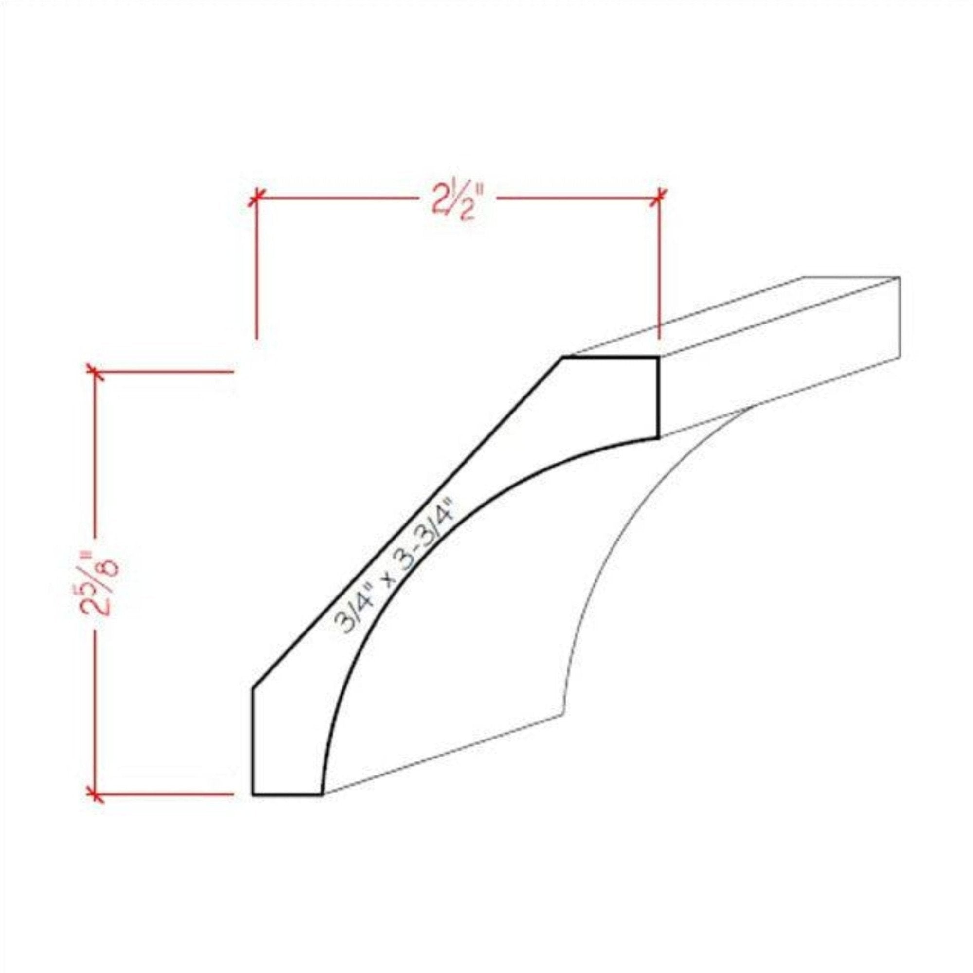 EWCR40 Cove Crown 3/4" x 3-3/4" Unfinished 2-5/8" High x 2-1/2" Deep