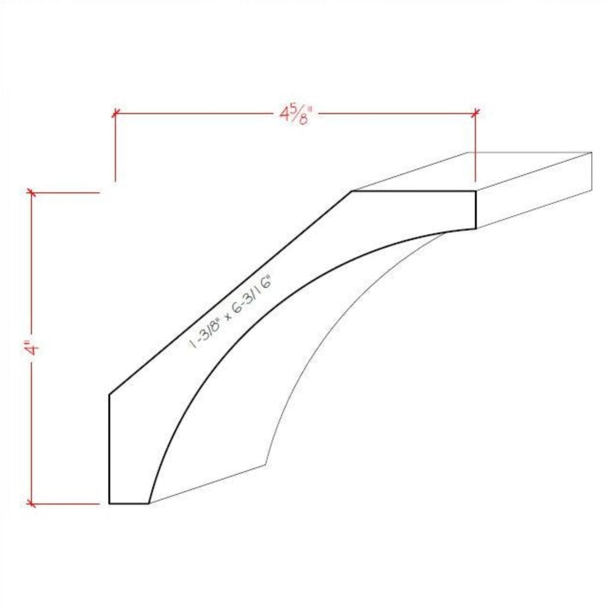 EWCR41 Cove Crown 1-3/8" x 6-3/16 Unfinished 4" High x 4-5/8" Deep
