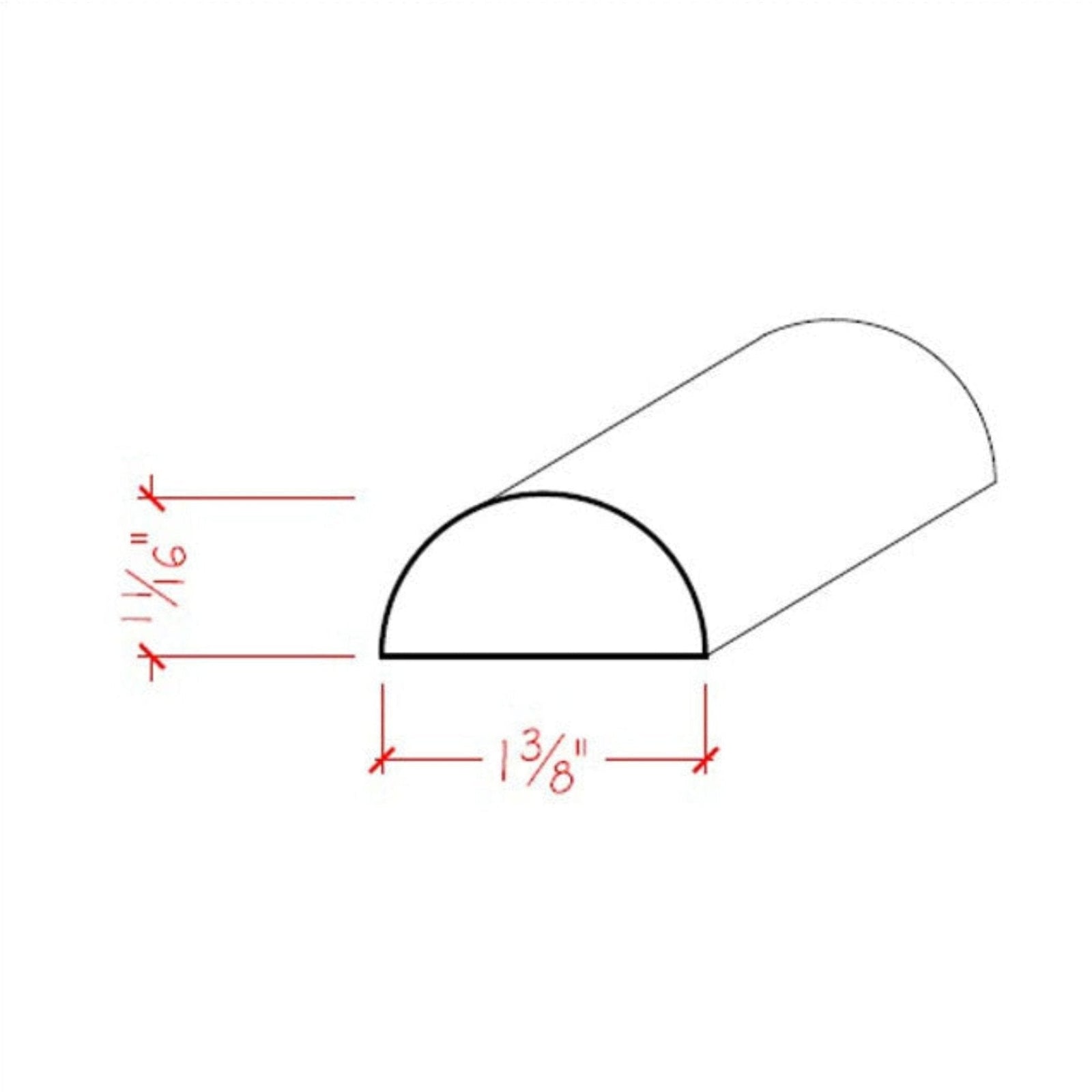 EWHR12 Half Round 1-3/8