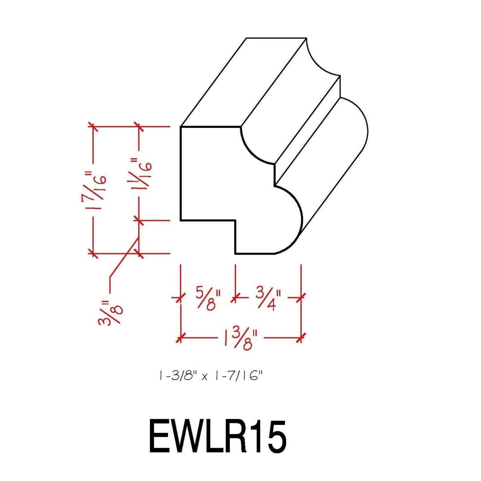 EWLR15 Kitchen Cabinet Light Rail 1-3/8