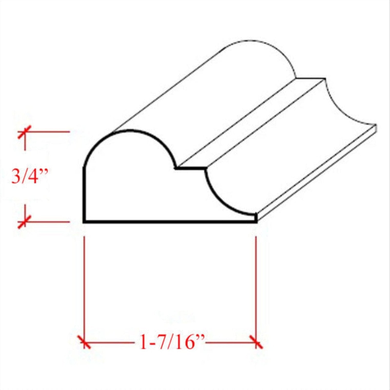EWPM26 Nose and Cove Panel Molding 1-7/16