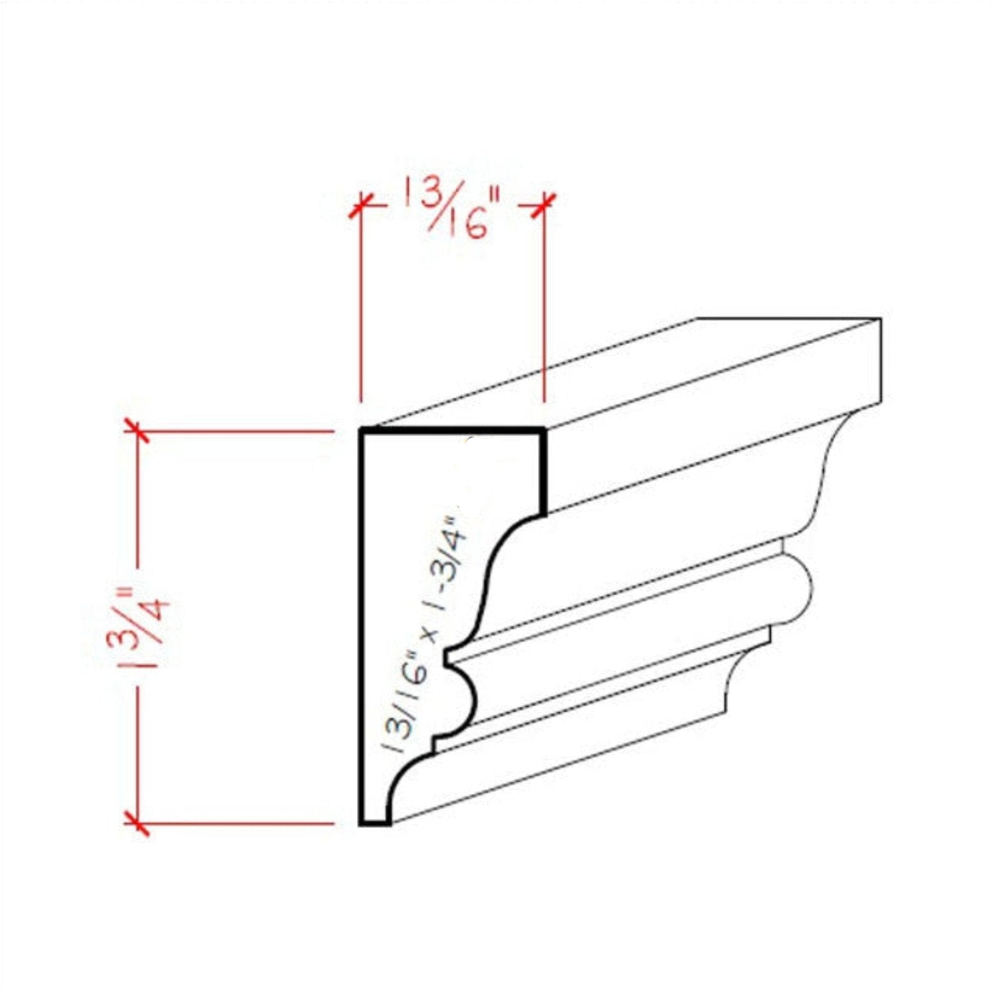 EWSC11 Solid Crown 1-3/4" High x 13/16" Deep Moulding. Unfinished