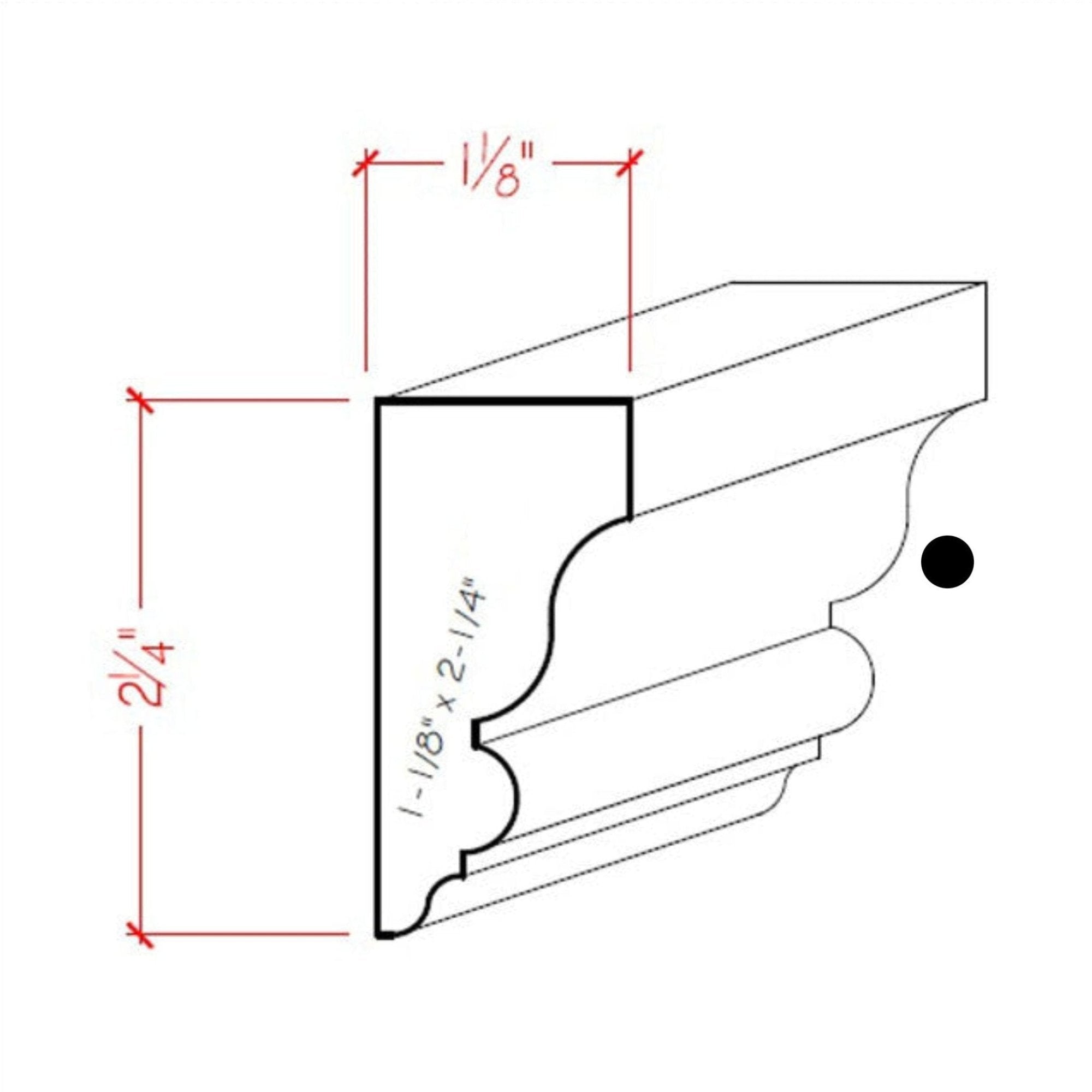 EWSC12 Solid Crown 2-1/4" High x 1-1/8" Deep Moulding. Unfinished