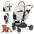 Beberoad Pets T6 Luxury Pet Stroller for Medium Dog Under 66lbs or 2 Small Dogs & Cats Foldable and Carrier -Detachable (Beige)