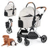 Beberoad Pets T6 Luxury Pet Stroller for Medium Dog Under 66lbs or 2 Small Dogs & Cats Foldable and Carrier -Detachable (Beige)