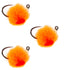 3 Pack Tungsten Bead Tactical Euro Hot Orange Jig Egg Barbless Czech Nymph Fly - Size 14