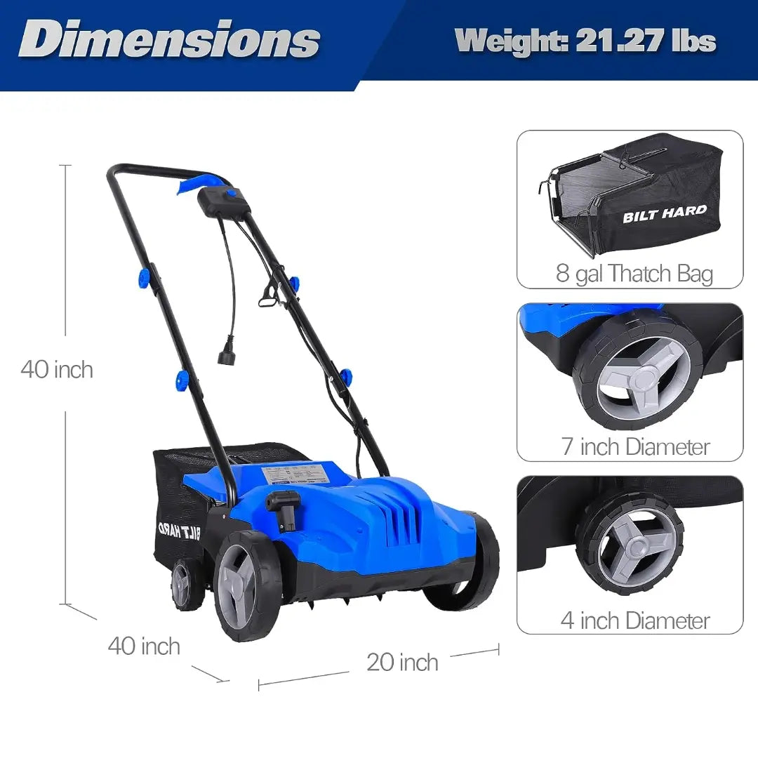 BILT HARD 12 Amp Electric Dethatcher & Scarifier: 13