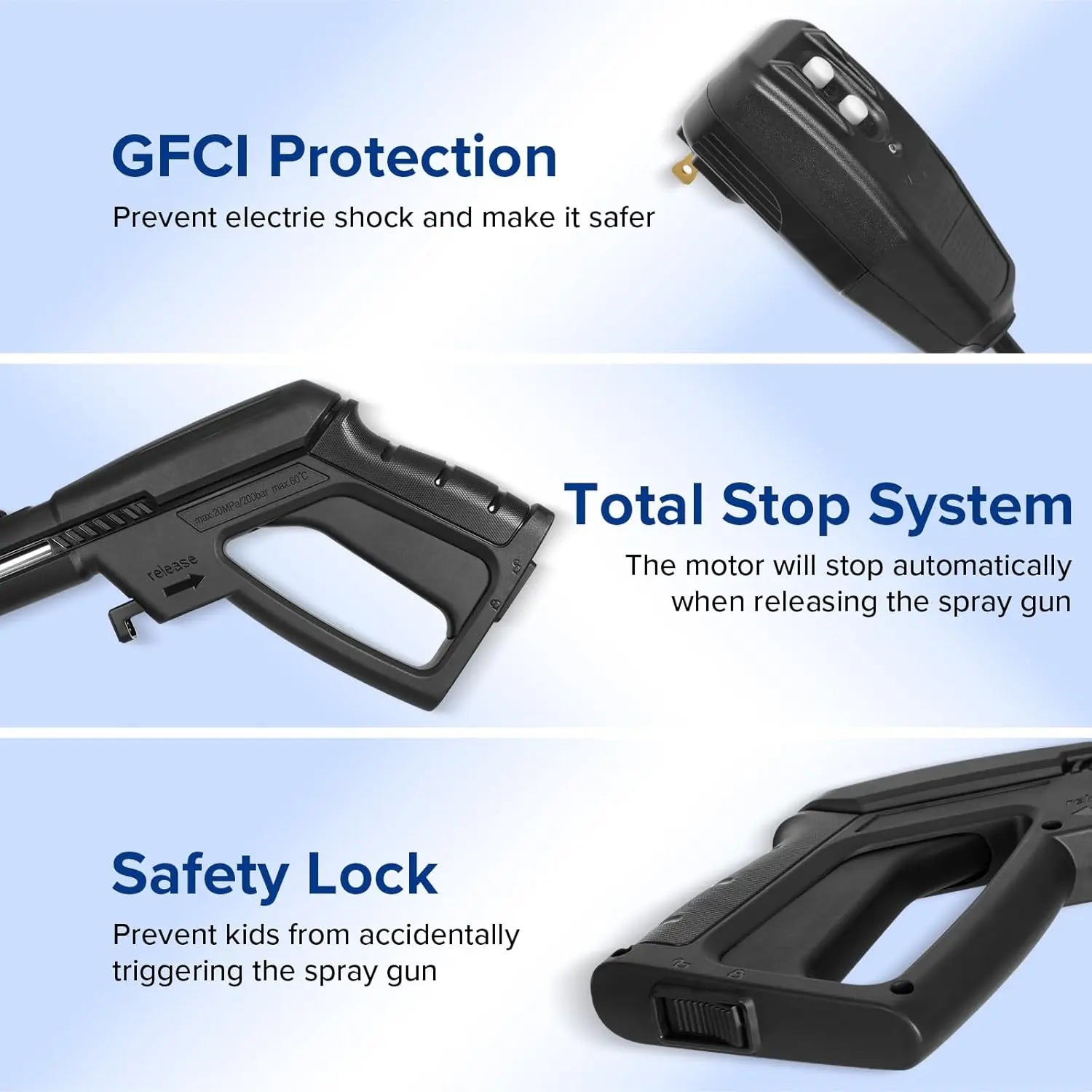 Electric Pressure Washer, 2465 PSI 1.76 GPM Power Washer, 5-Nozzle Set, Built-in Soap Tank, 20 Ft Hose, 35 Ft Power Cord, Stainless Steel Wand, for Cars, Driveway, Home, Patios