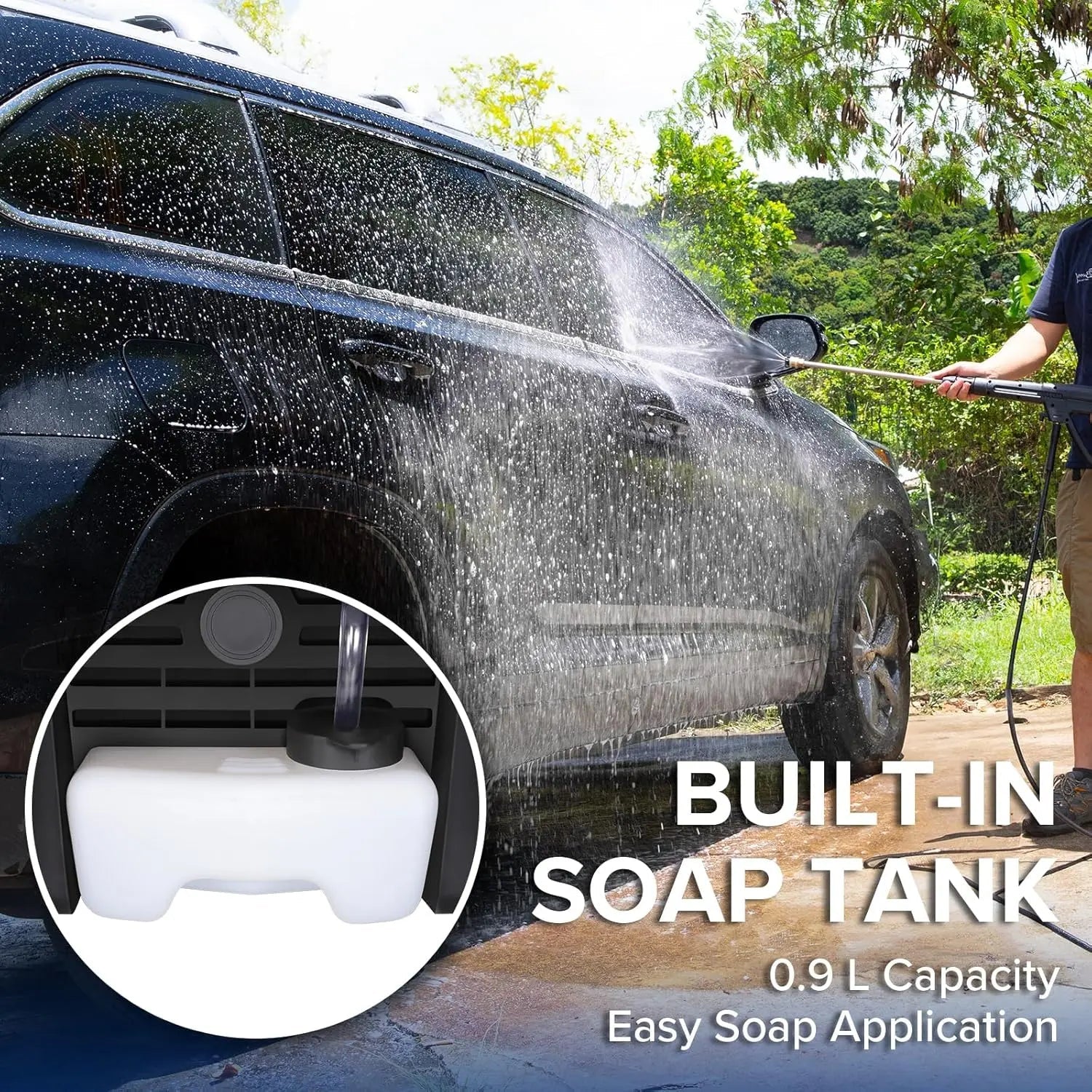 Electric Pressure Washer, 2465 PSI 1.76 GPM Power Washer, 5-Nozzle Set, Built-in Soap Tank, 20 Ft Hose, 35 Ft Power Cord, Stainless Steel Wand, for Cars, Driveway, Home, Patios