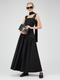 Elegant Black Maxi Dress with Multi-Strap Design and Asymmetrical Skirt • BYMANYC ® New York