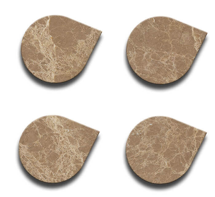 Marble 4"x5" Teardrop Coasters Semi-polished set of 2