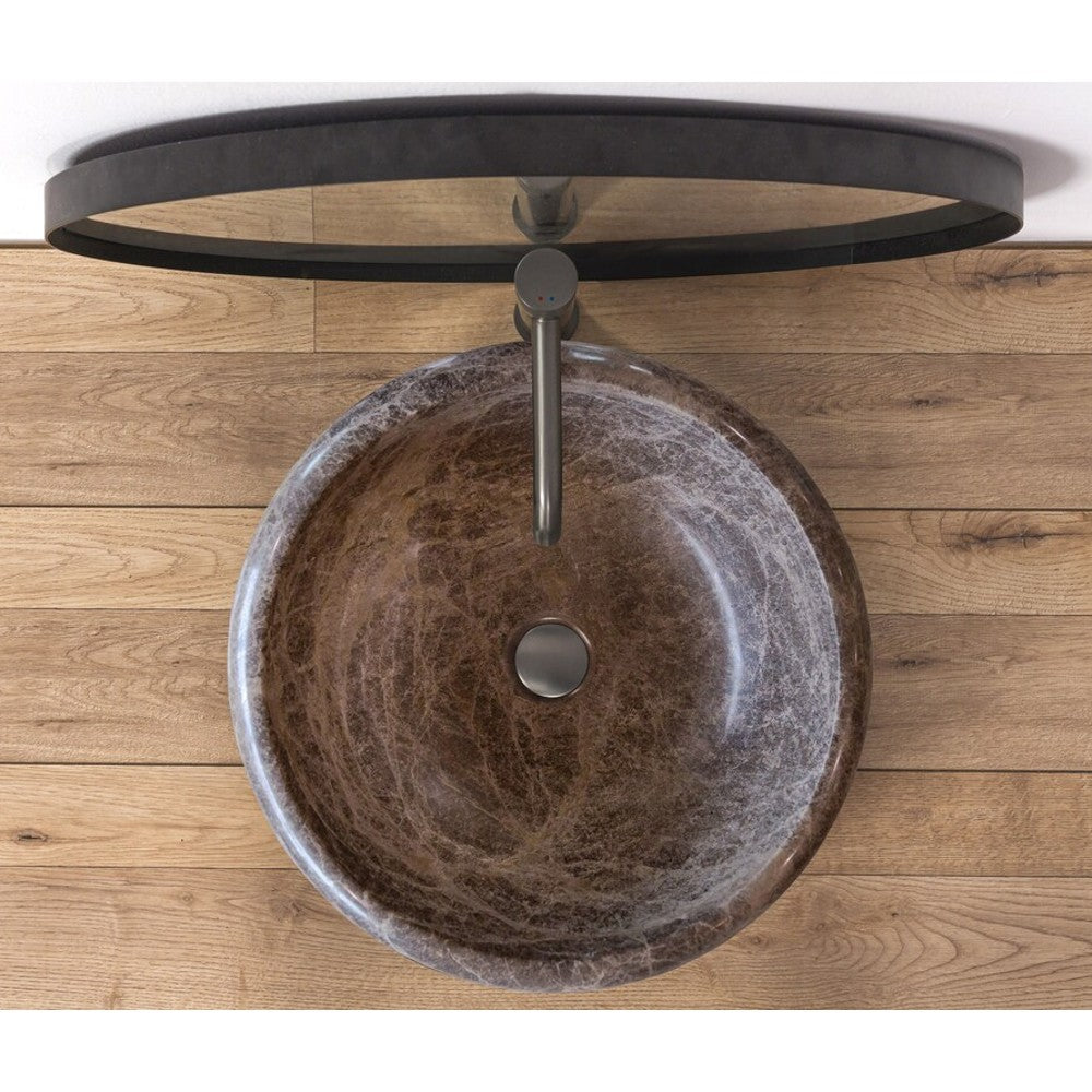 Emperador Brown Natural Stone Marble Drop-in Vessel Sink Polished  (D)16