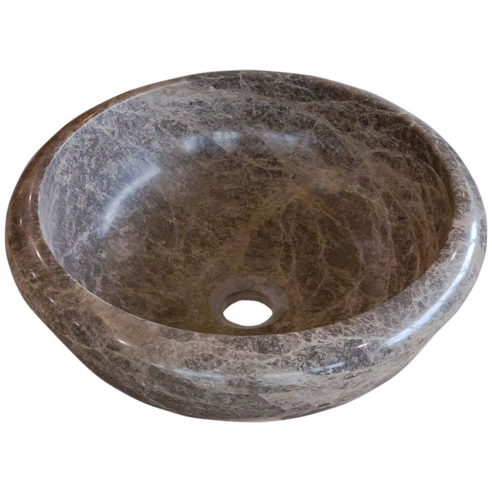 Emperador Brown Natural Stone Marble Drop-in Vessel Sink Polished  (D)16