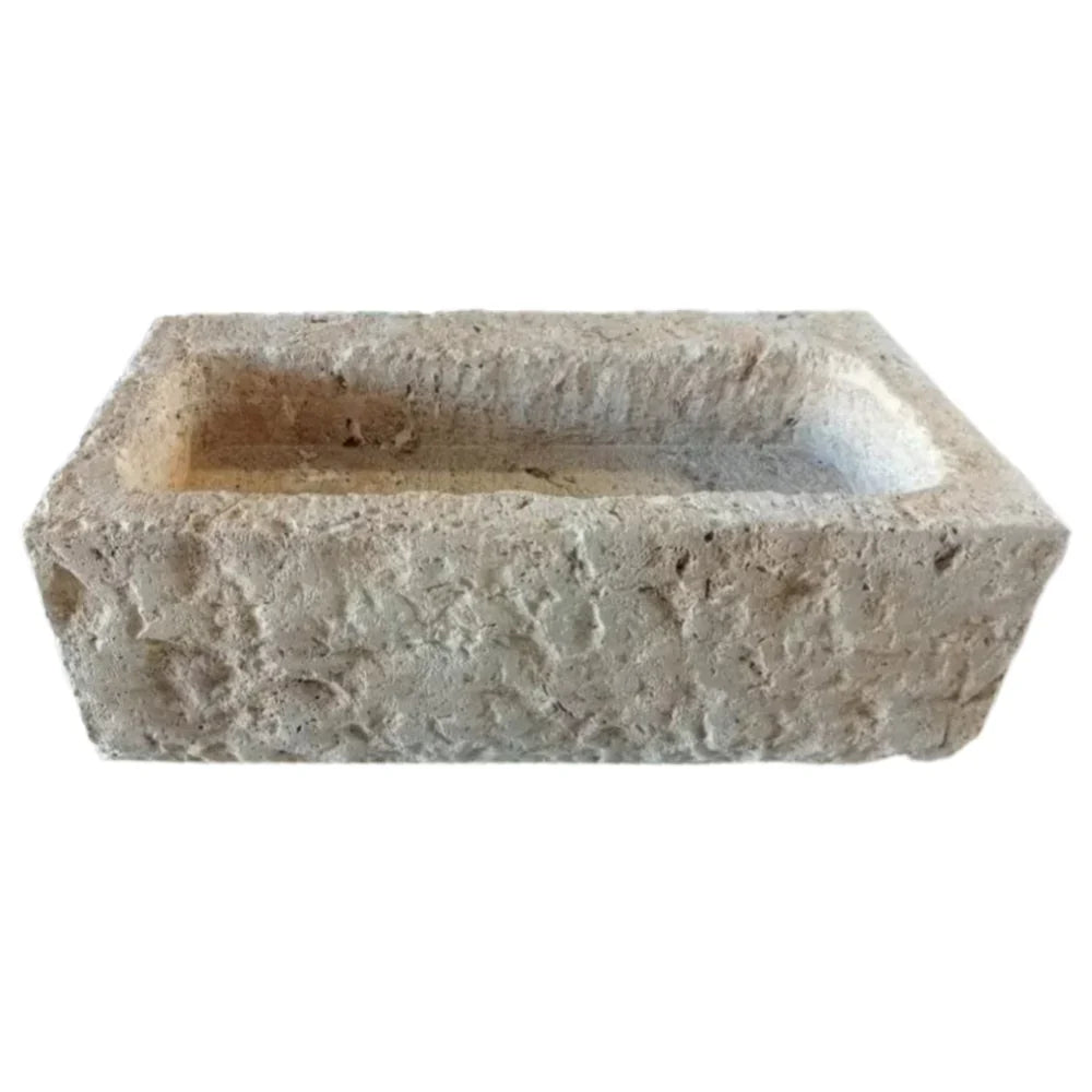 Ephesus Light Travertine Rustic Old-world Look Wall-mount Outdoor Sink (W)18