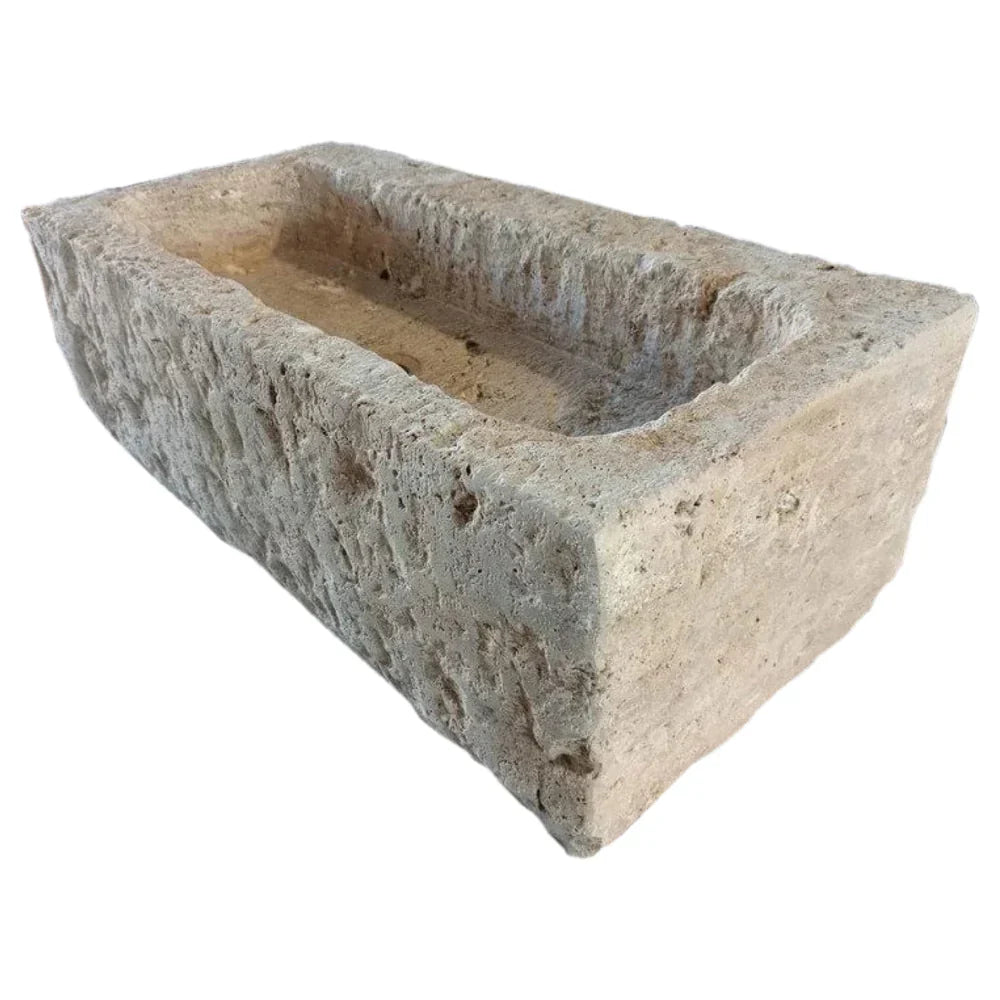 Ephesus Light Travertine Rustic Old-world Look Wall-mount Outdoor Sink (W)18